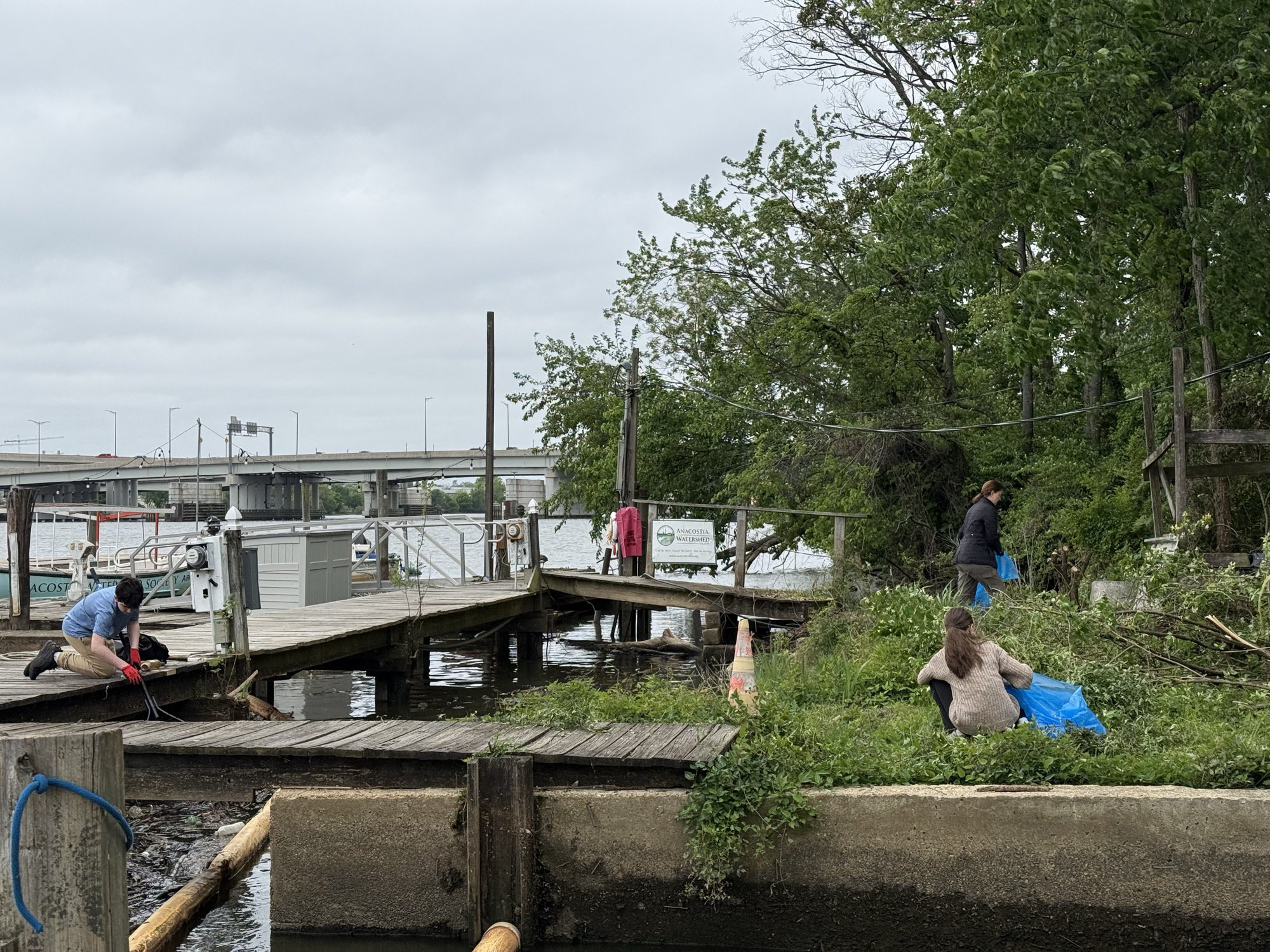 Volunteers clean up along our docks on the Anacostia