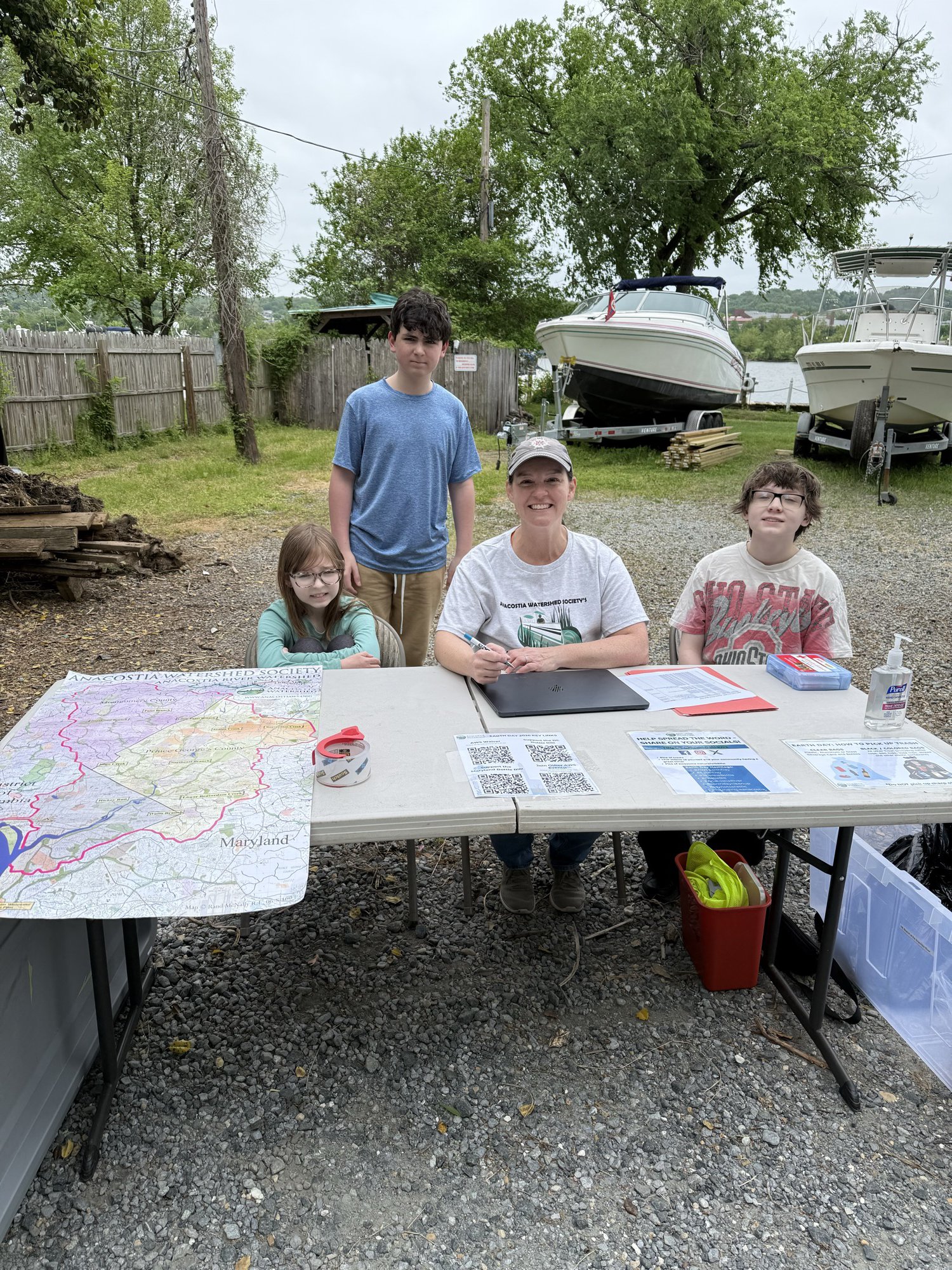 Check-in table for the Earth Day cleanup