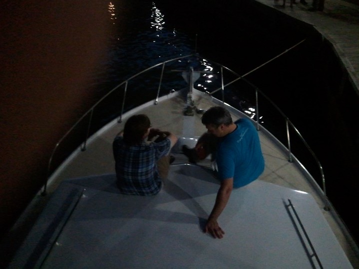 On the bow after dark