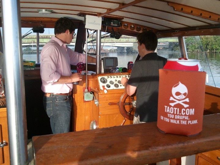 At the helm on a club cruise