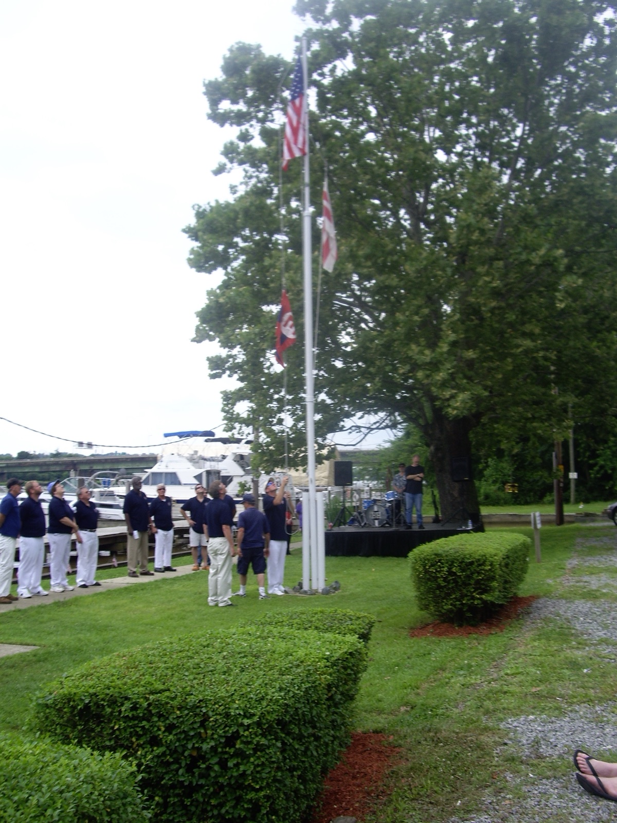 The colors go up at a flag raising, early 2010s